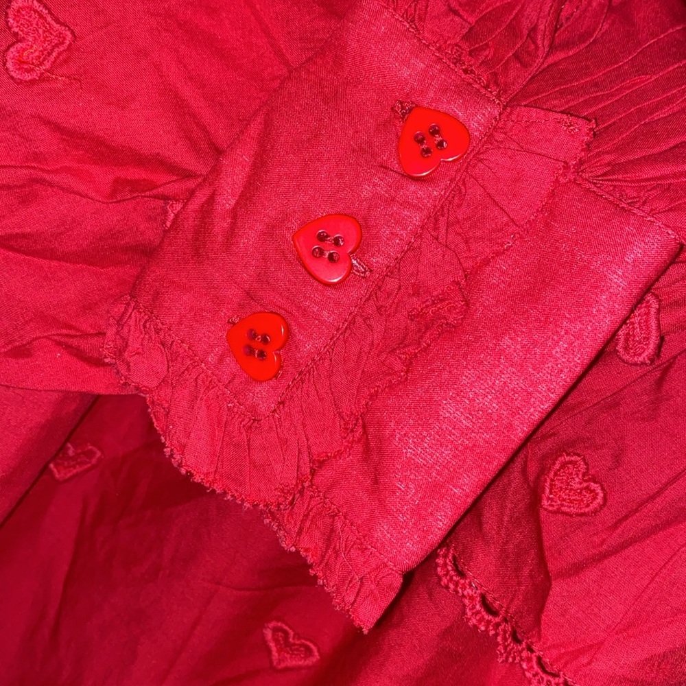 FARM Rio Red Ruffled High-Neck Blouse - Picture 11 of 12